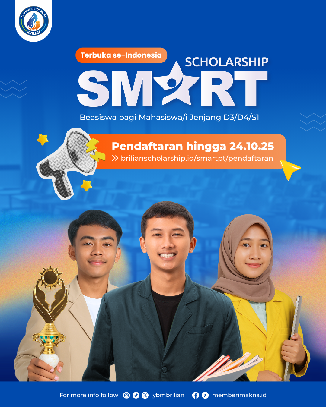 Pendaftaran Smart Scholarship PT YBM BRILiaN Dibuka! Cek Syarat, Dokumen, dan Raih Bantuan UKT 2 Semester 