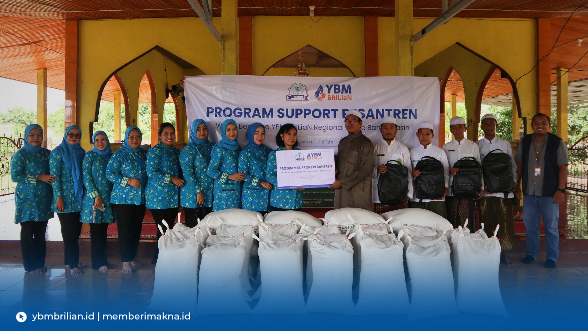  Sinergi Kebaikan, IWABRI dan YBM BRILiaN Banjarmasin Salurkan 1,1 Ton Beras untuk Ponpes Warasatul Fuqaha